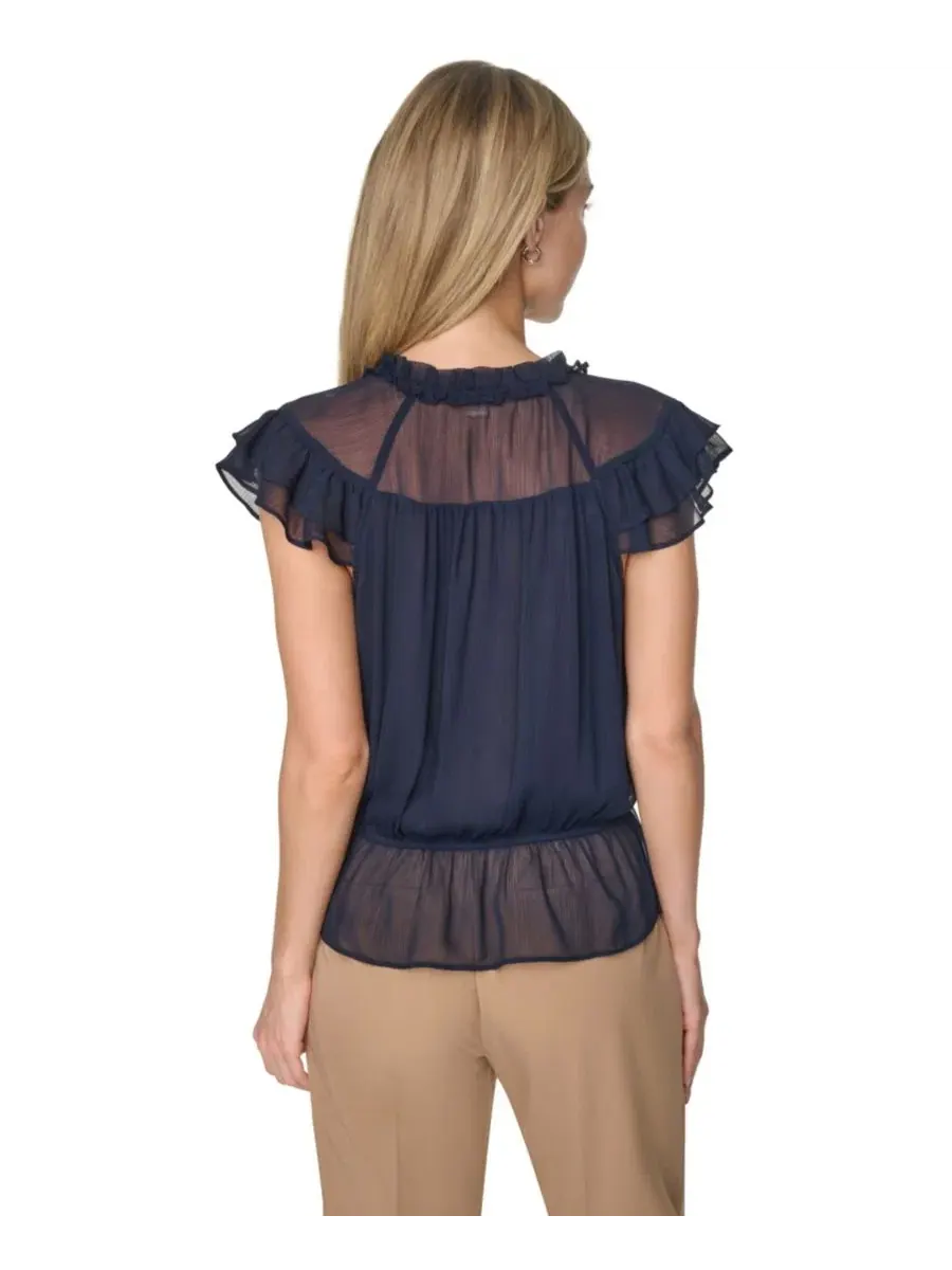 Блуза с пеплумом и рукавами-крылышками, модель Peplum Flutter-Sleeve Pull-On Tommy Hilfiger — изображение 5 из 6, синий