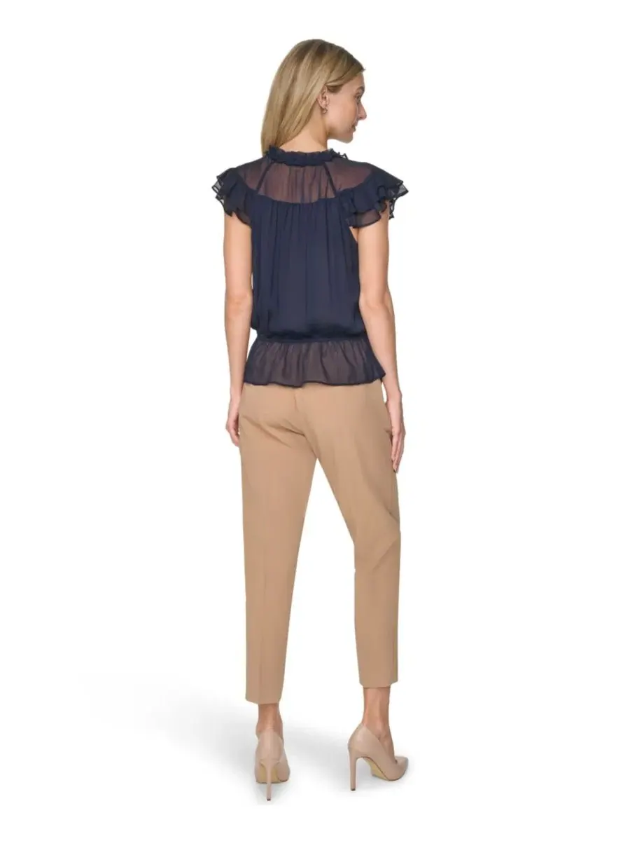 Блуза с пеплумом и рукавами-крылышками, модель Peplum Flutter-Sleeve Pull-On Tommy Hilfiger — изображение 6 из 6, синий