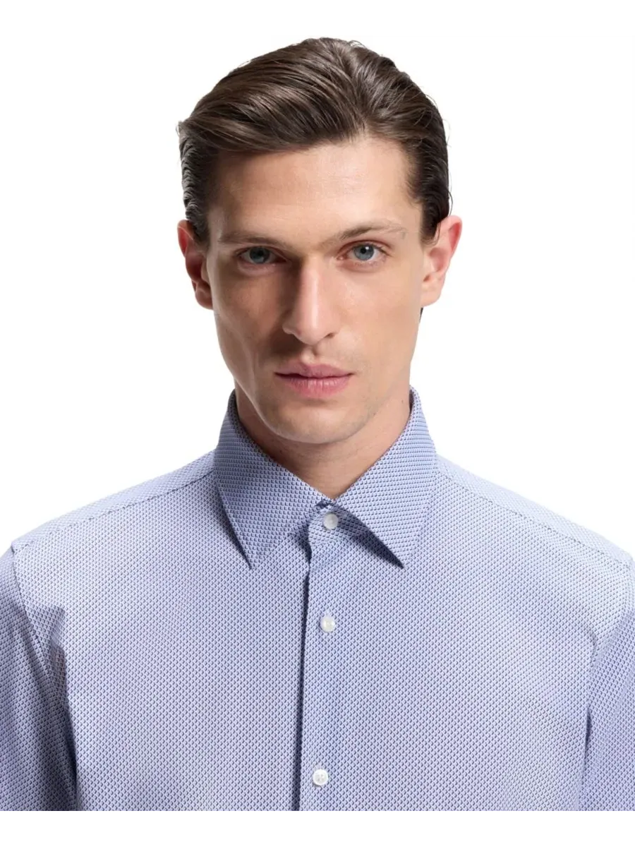 Рубашка с принтом Slim Fit Hugo Boss — изображение 5 из 13, синий
