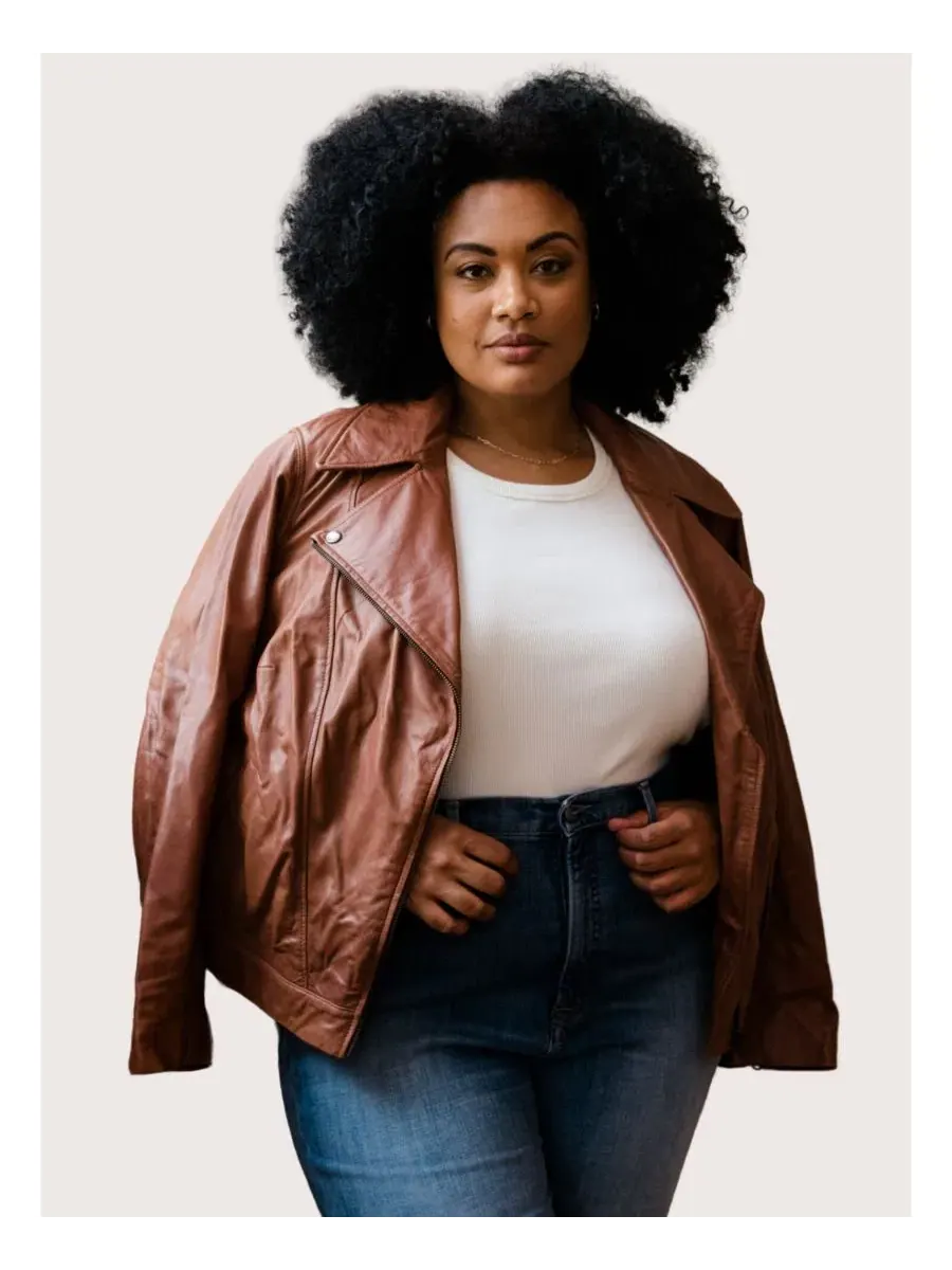 Кожаная куртка Maha Leather Jacket ABLE — изображение 2 из 6, цвет виски