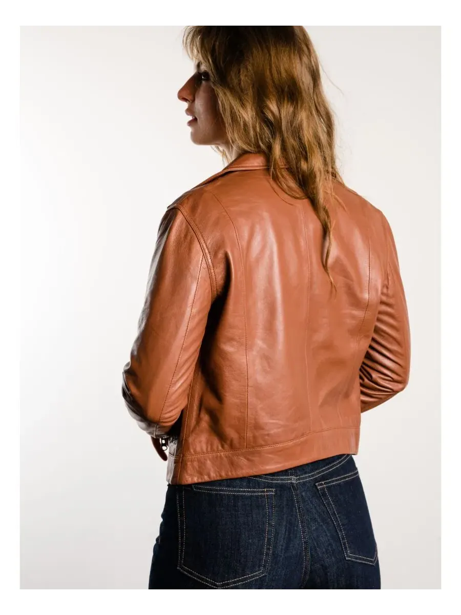 Кожаная куртка Maha Leather Jacket ABLE — изображение 3 из 6, цвет виски