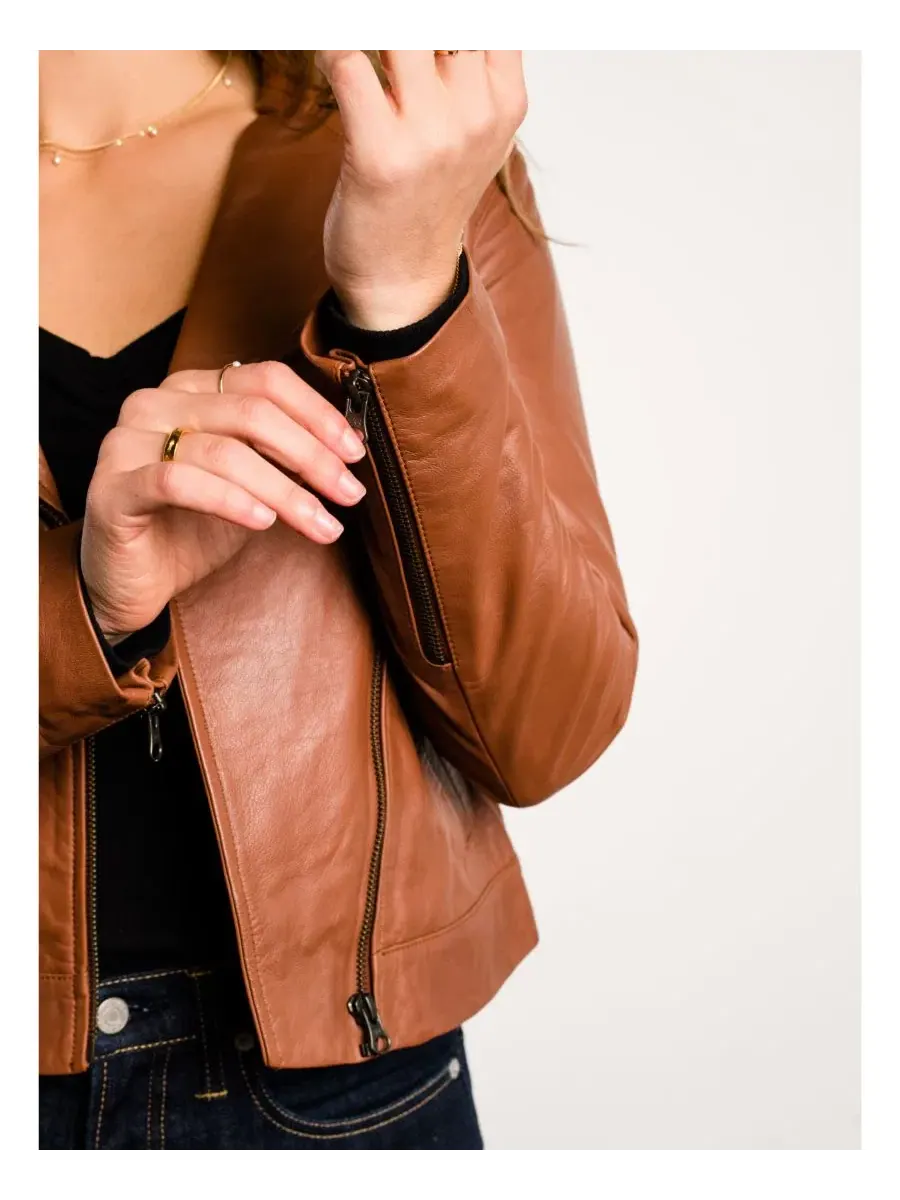 Кожаная куртка Maha Leather Jacket ABLE — изображение 4 из 6, цвет виски