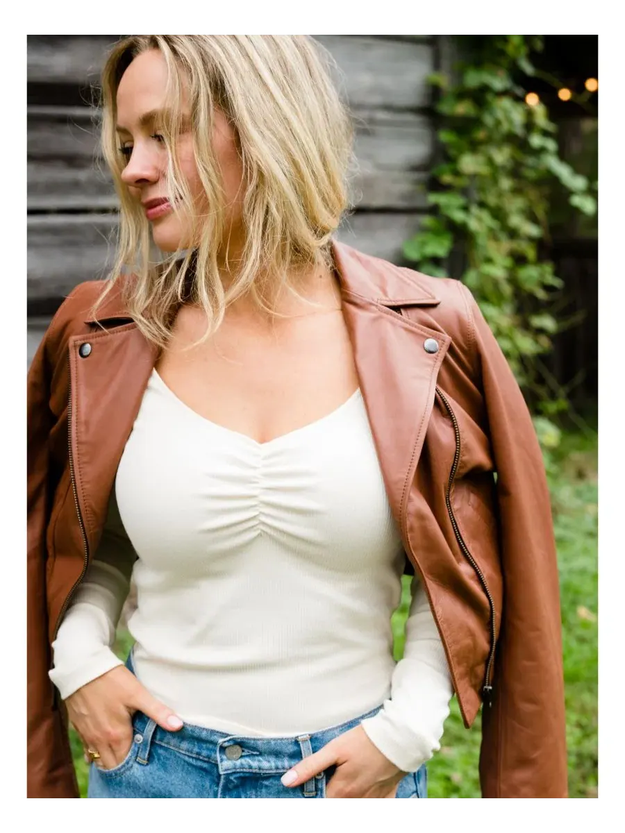 Кожаная куртка Maha Leather Jacket ABLE — изображение 6 из 6, цвет виски
