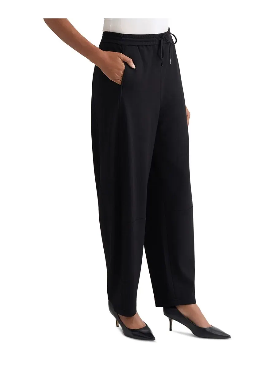 Брюки-бананы на резинке с защипами спереди Petite Pull-On Barrel-Leg Mid-Rise Jones New York — изображение 2 из 3, черный