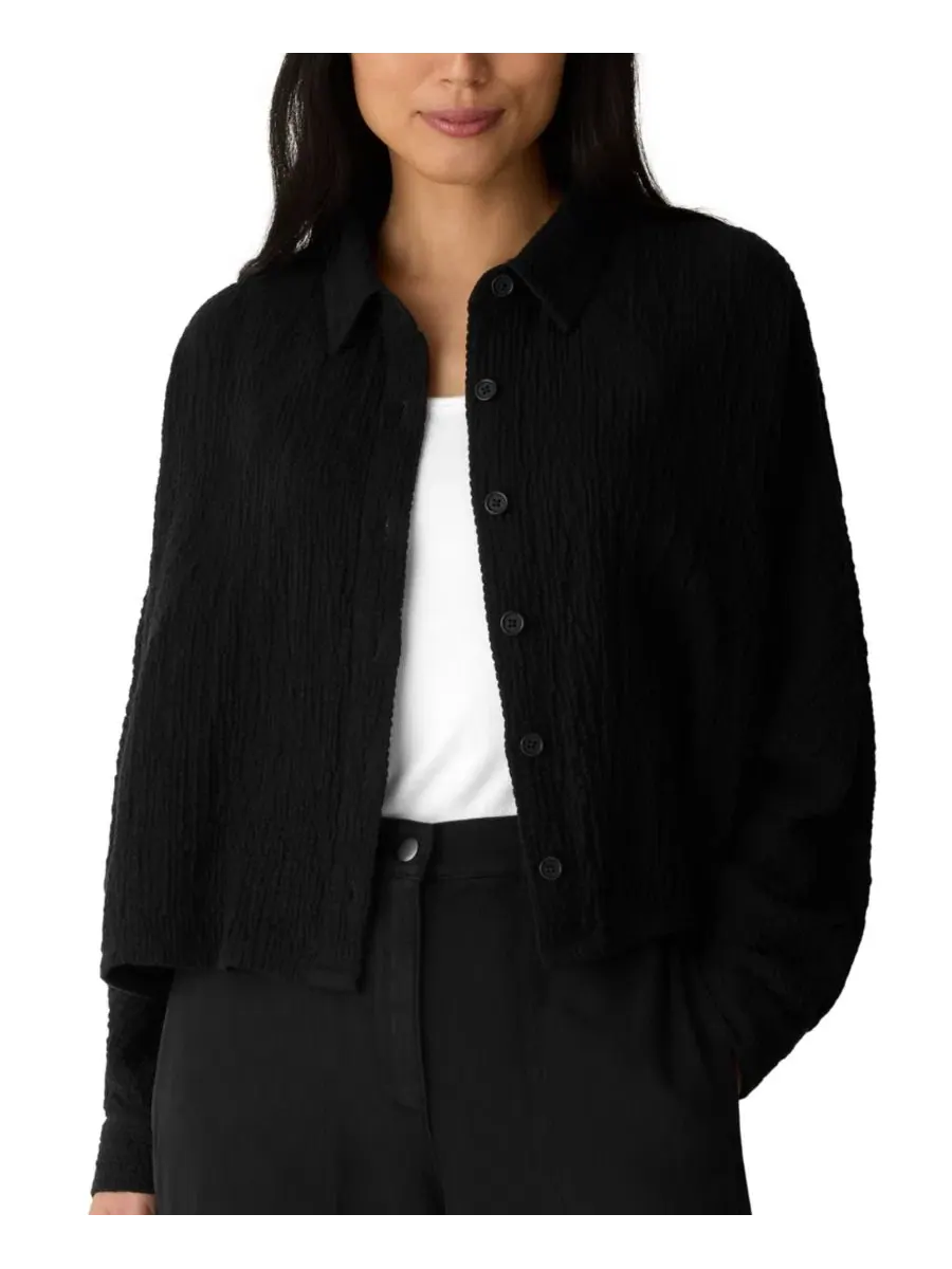 Женский жакет из хлопкового твила с воротником, модель Doubleweave Eileen Fisher