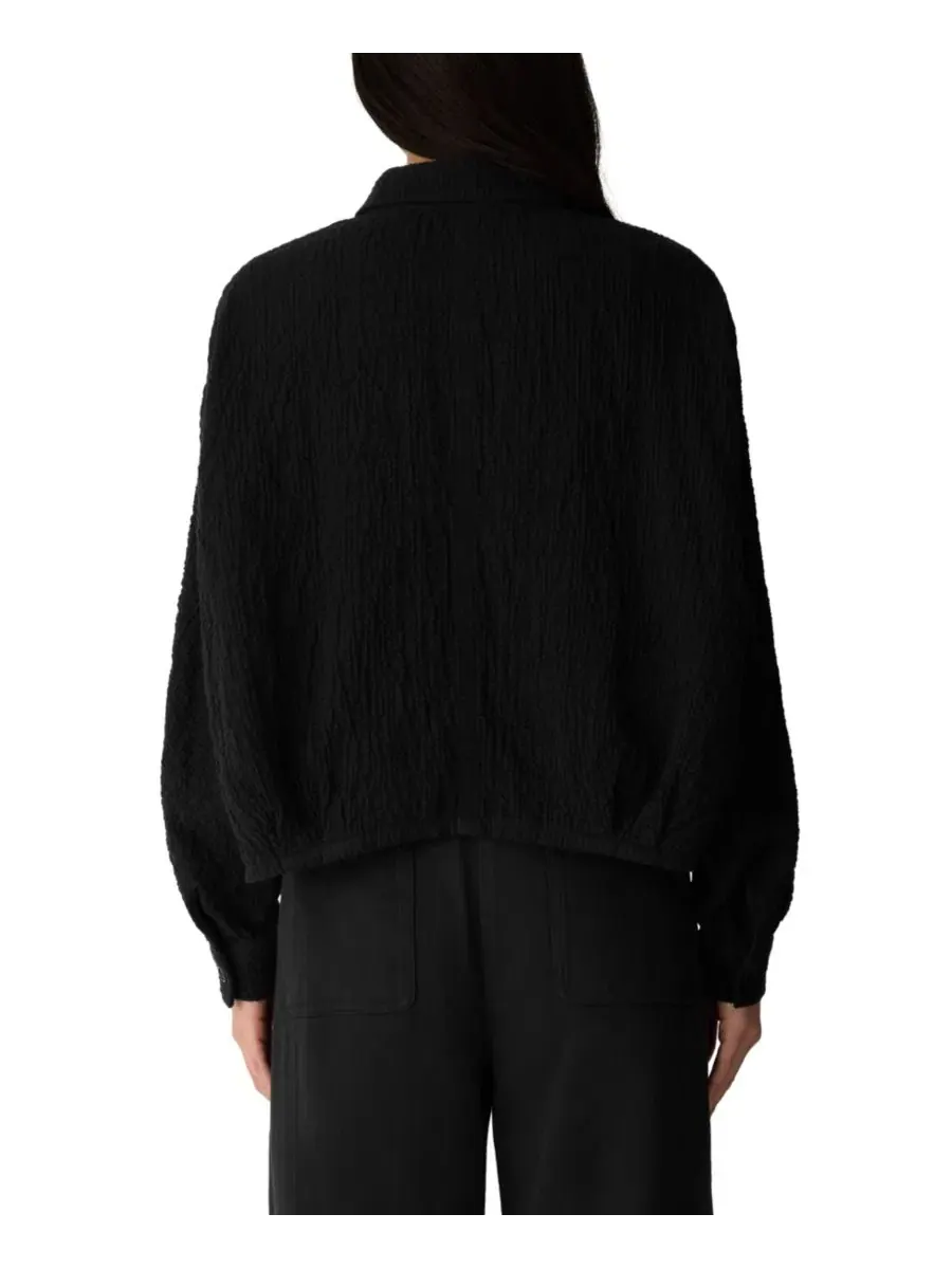 Женский жакет из хлопкового твила с воротником, модель Doubleweave Eileen Fisher — изображение 4 из 4, черный