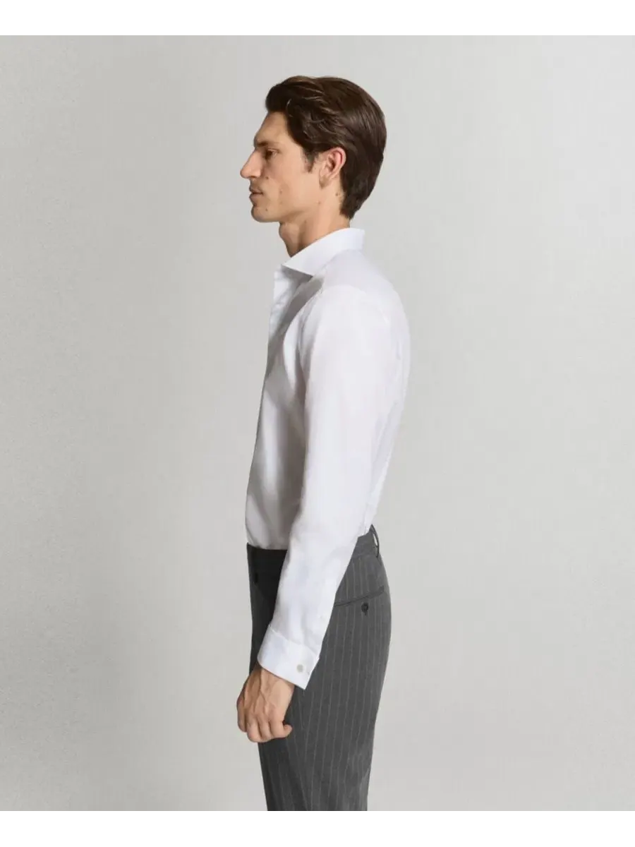 Мужская рубашка из хлопка с длинным рукавом, Slim Fit MANGO — изображение 5 из 8, белый