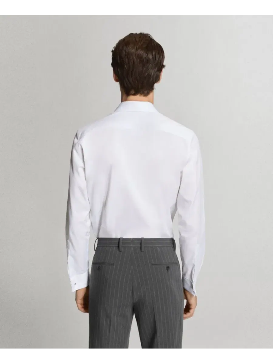 Мужская рубашка из хлопка с длинным рукавом, Slim Fit MANGO — изображение 7 из 8, белый