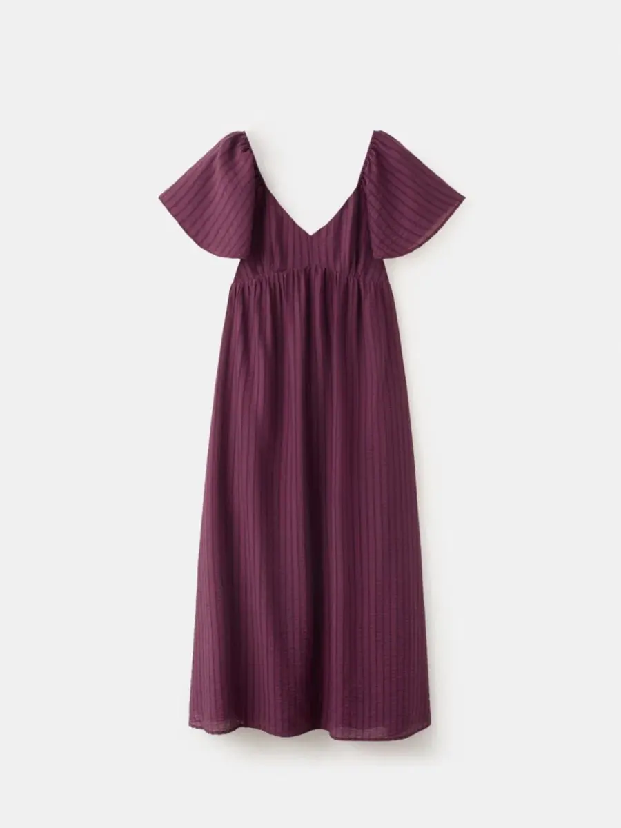 Платье миди с принтом и сборкой сзади, модель Gathered Detail Textured Dress MANGO — изображение 10 из 17, черный