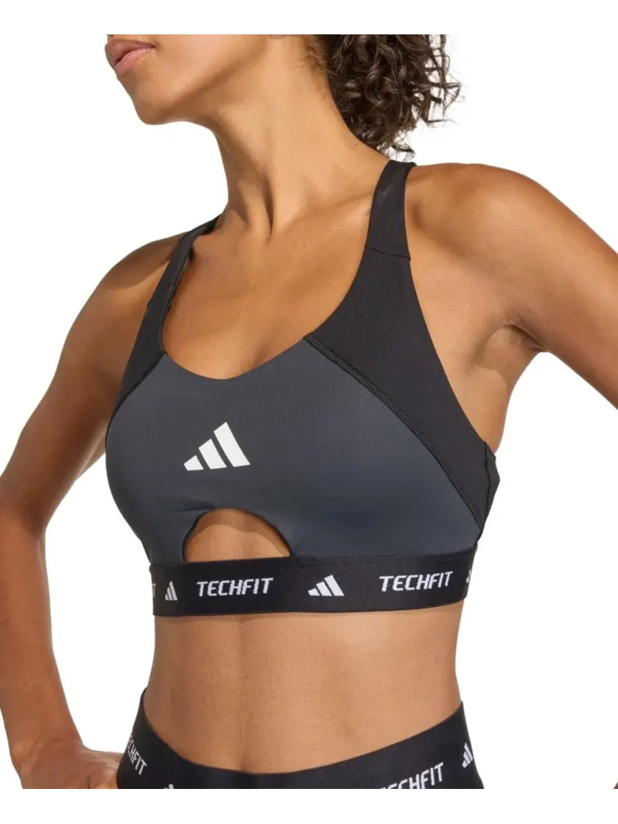 Спортивный бюстгальтер Tech Fit Color Block Medium Support Bra adidas — изображение 3 из 5, черный