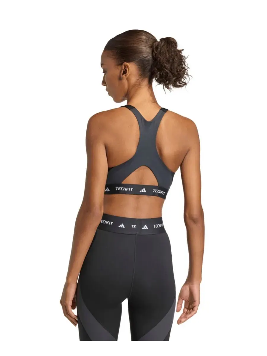 Спортивный бюстгальтер Tech Fit Color Block Medium Support Bra adidas — изображение 5 из 5, черный