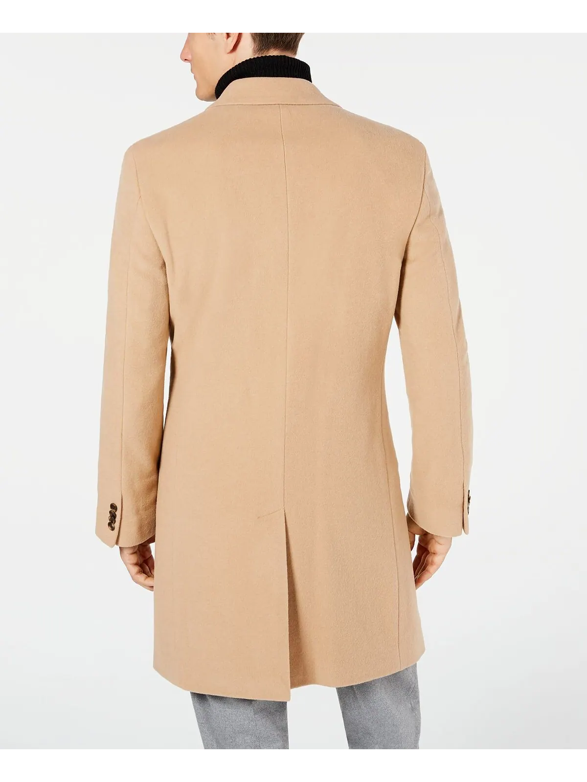 Мужское однотонное пальто barge classic fit из смеси шерсти и кашемира Nautica — изображение 2 из 3, верблюжий