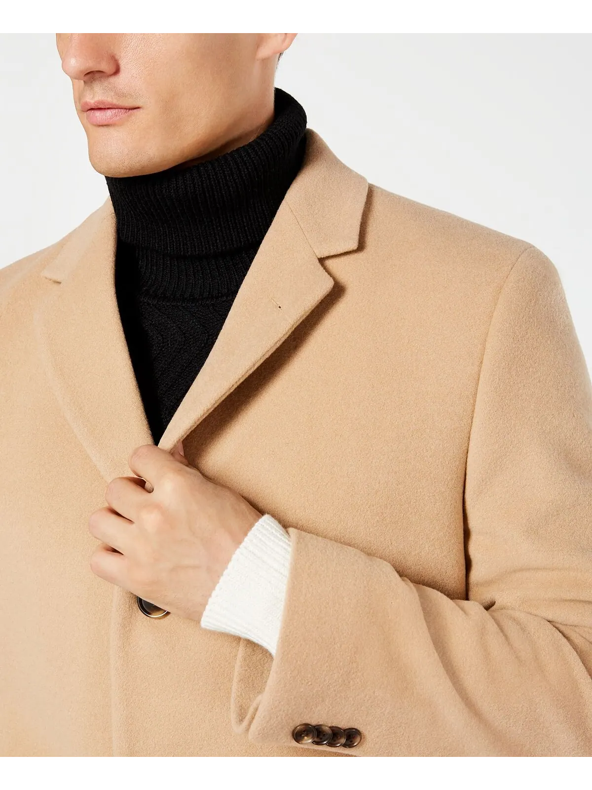 Мужское однотонное пальто barge classic fit из смеси шерсти и кашемира Nautica — изображение 3 из 3, верблюжий