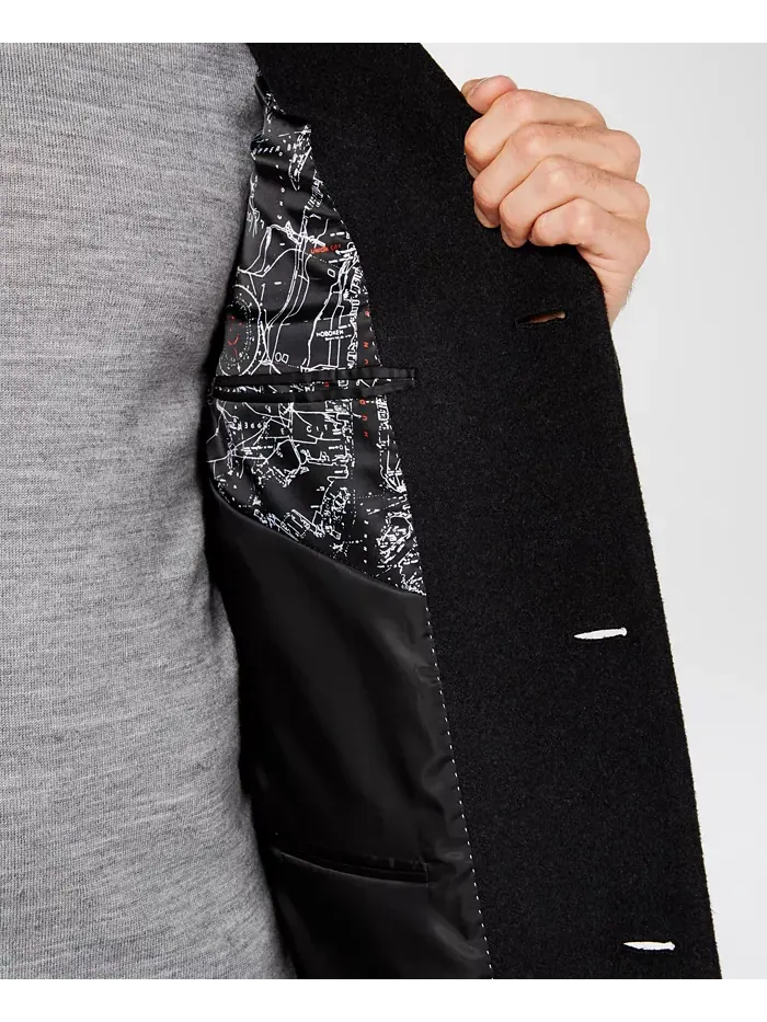 Мужское пальто Barge Classic Fit из шерсти с кашемиром Nautica — изображение 3 из 3, темно-серый