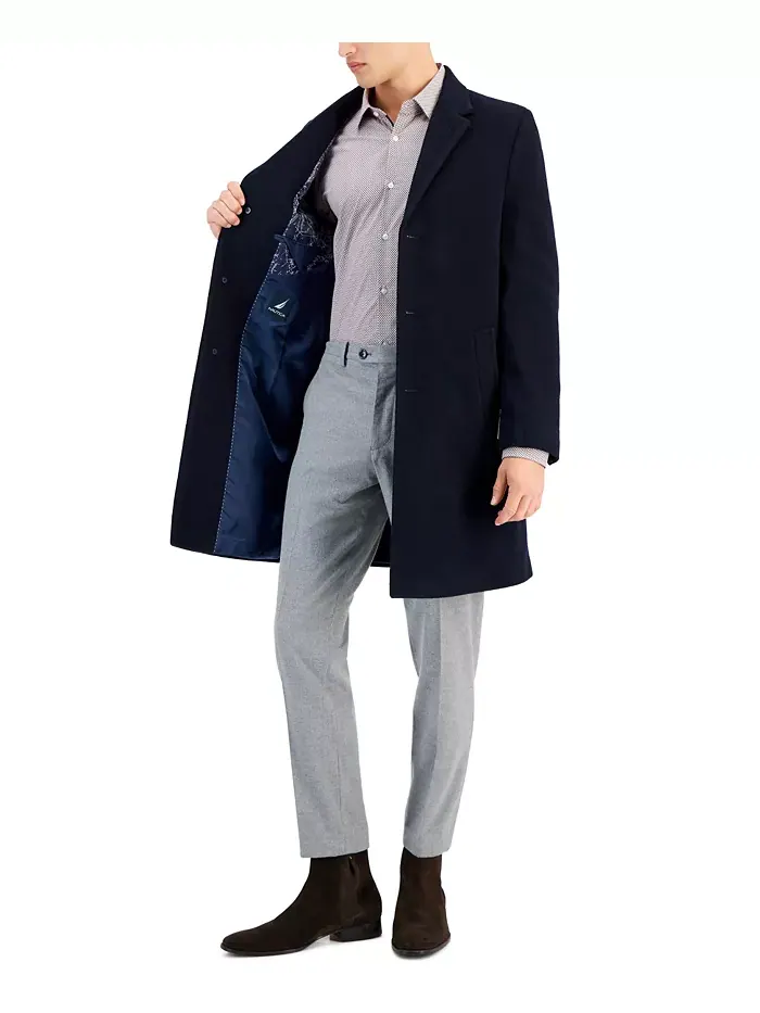 Мужское пальто Barge Classic Fit из шерсти с кашемиром Nautica — изображение 4 из 4, темно-синий