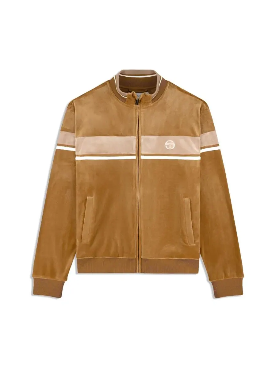 Кофта-джемпер с молнией Damarindo Velour Track Jacket Sergio Tacchini — изображение 5 из 5, коричневый