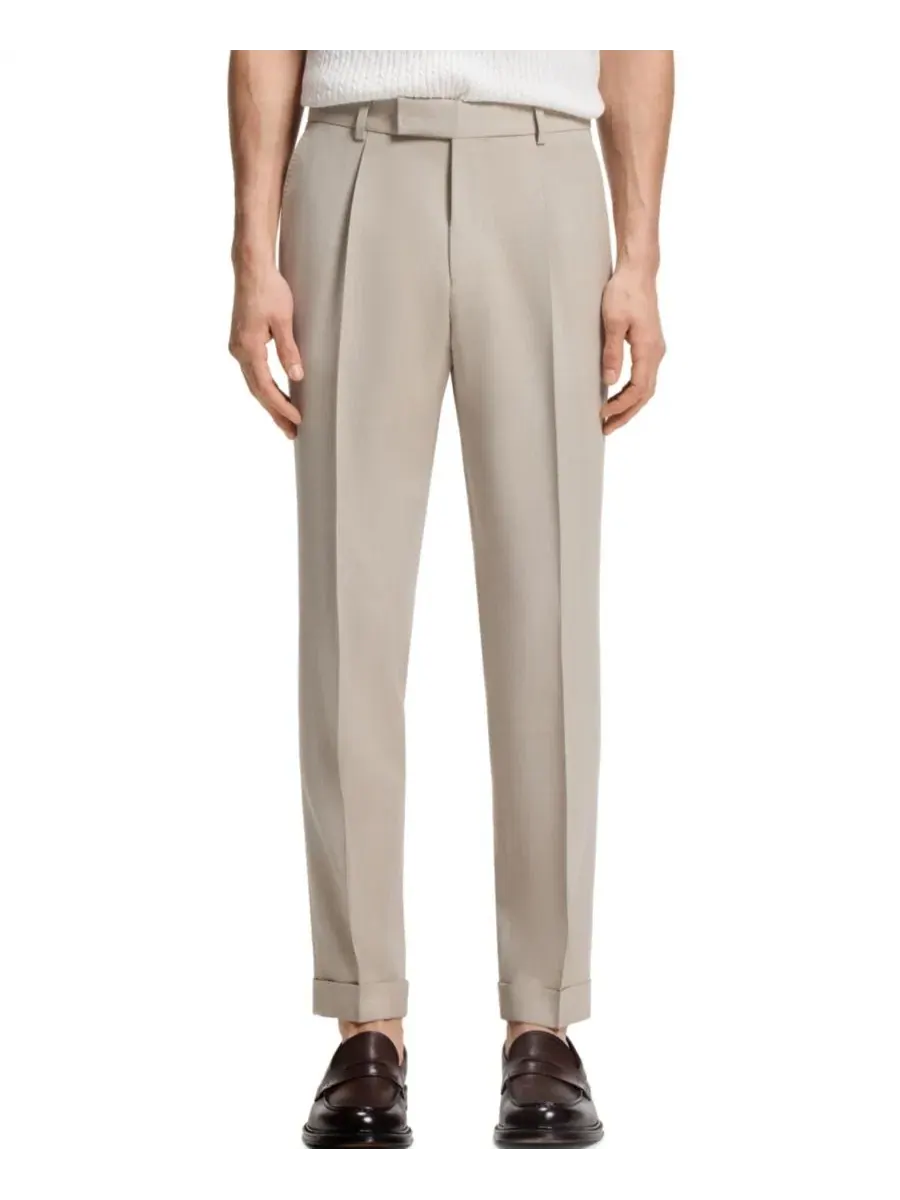 Костюм-двойка из шерсти с шелком, Slim Fit, BOSS by Hugo Boss — изображение 4 из 8, бежевый