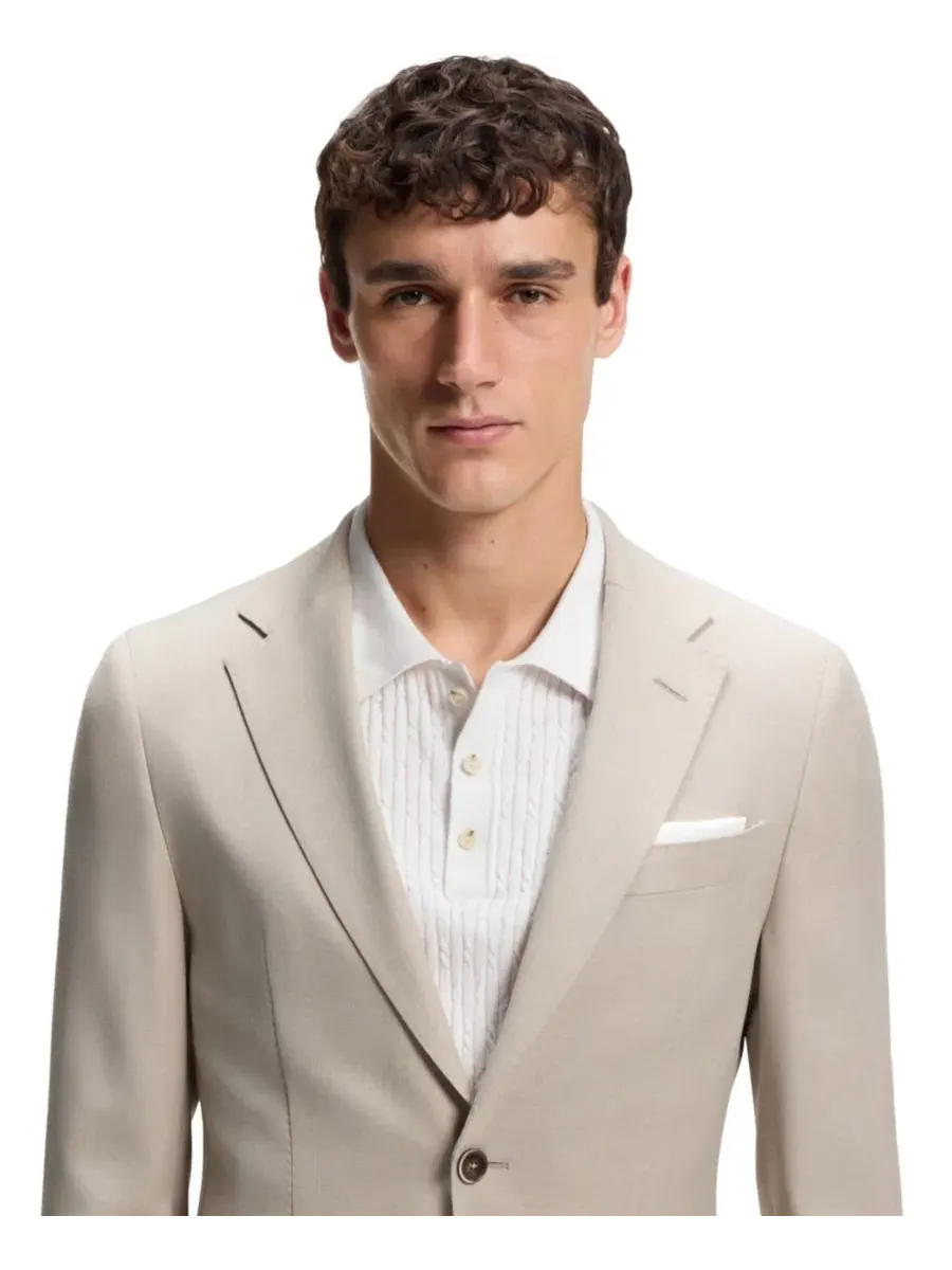 Костюм-двойка из шерсти с шелком, Slim Fit, BOSS by Hugo Boss — изображение 8 из 8, бежевый