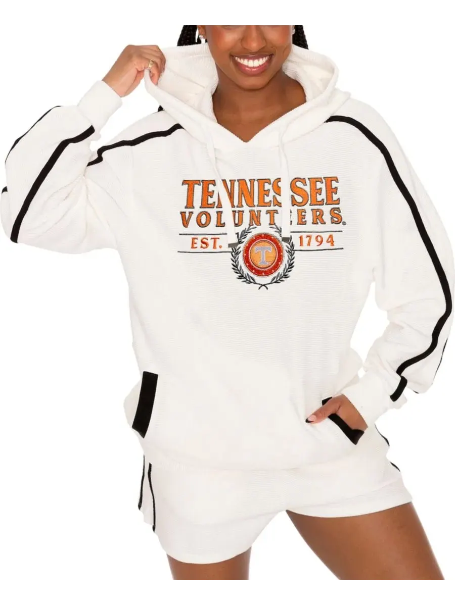 Женский комплект из худи и шорт с контрастными полосами Tennessee Volunteers Down Set Go Gameday — бежевый