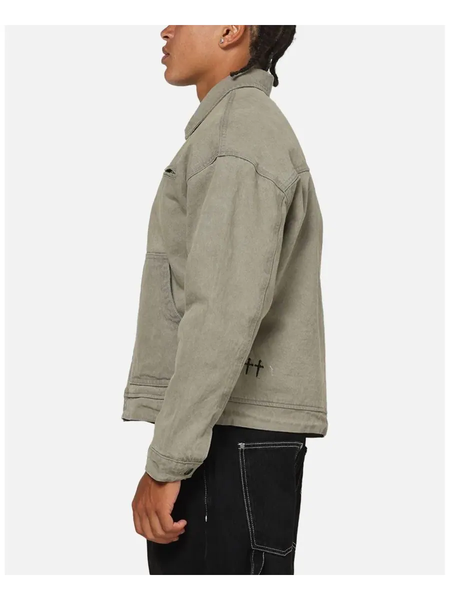 Куртка джинсовая с винтажной стиркой Halo Zip Jacket SAINT MORTA — изображение 5 из 6, нет цвета