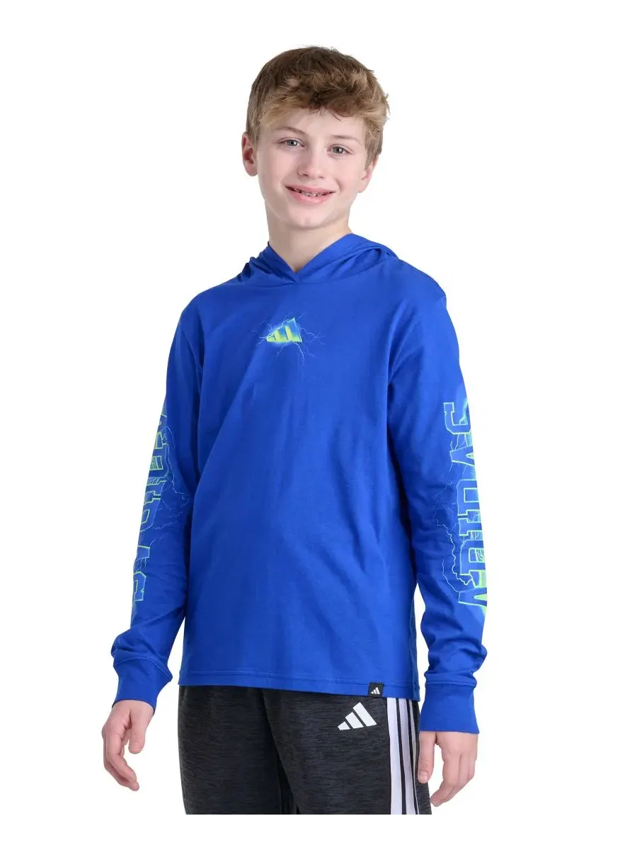 Детский худи с длинным рукавом, с капюшоном, с эффектом кракелюра adidas