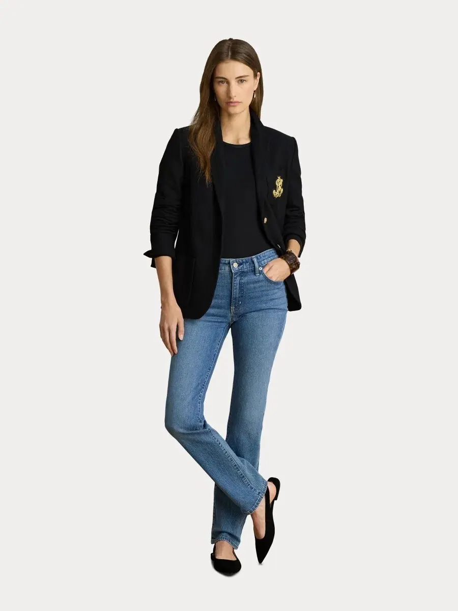 Джинсы прямого кроя с зауженным силуэтом Mid-Rise Slim Straight Lauren Ralph Lauren — изображение 3 из 8, синий