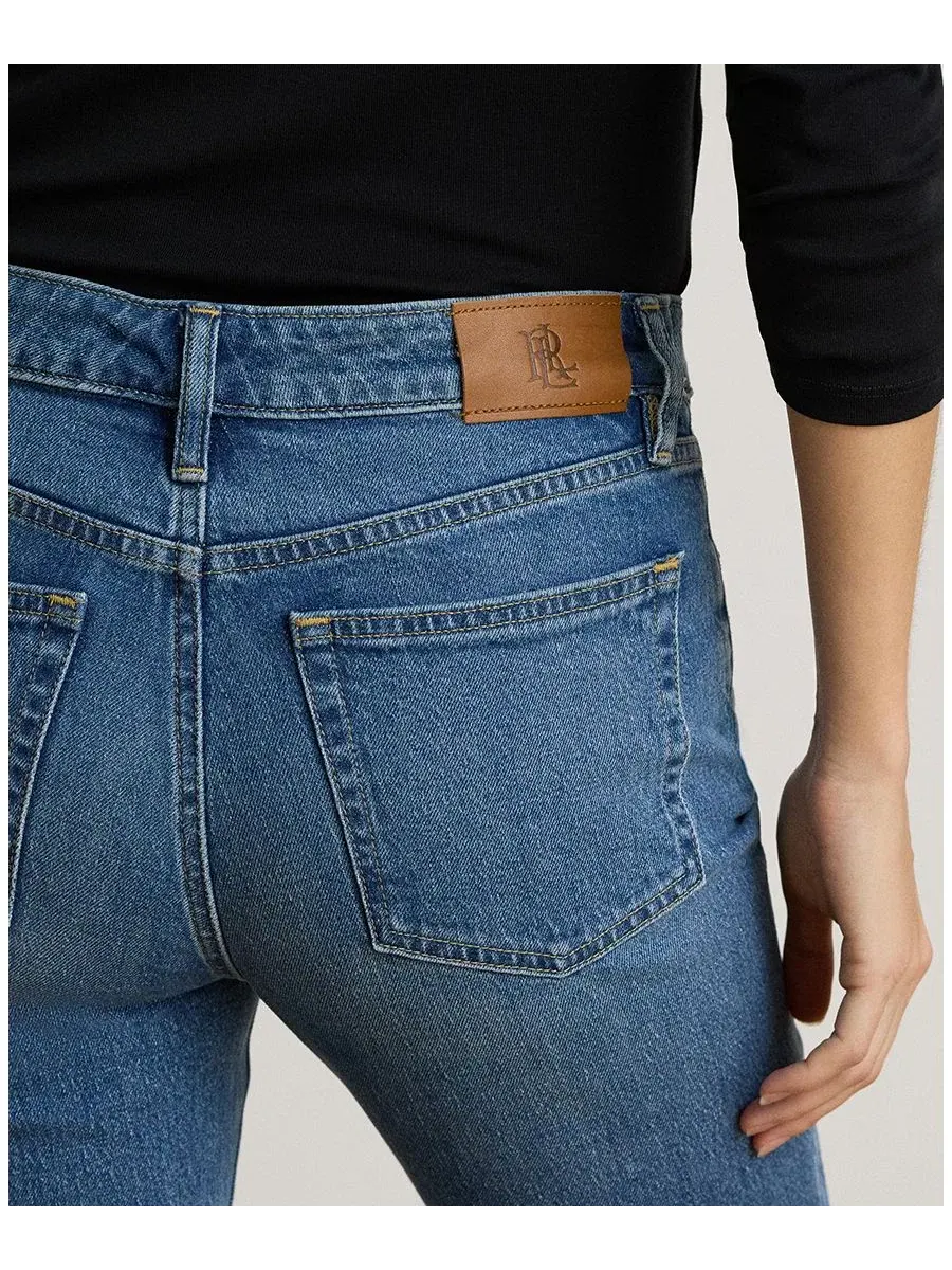 Джинсы прямого кроя с зауженным силуэтом Mid-Rise Slim Straight Lauren Ralph Lauren — изображение 6 из 8, синий