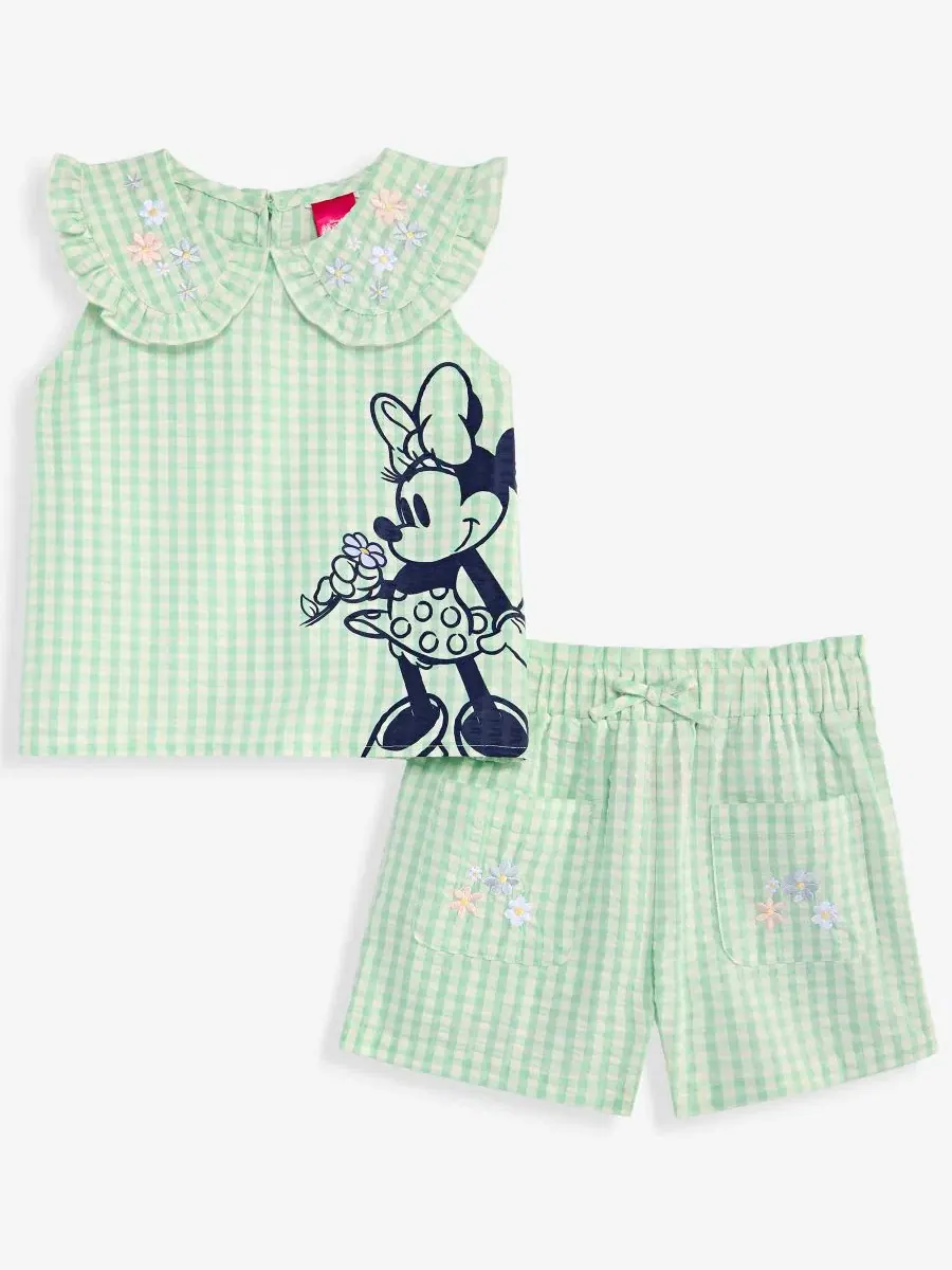 Комплект из топа и шорт с принтом Minnie Mouse Disney — изображение 3 из 5, зеленый