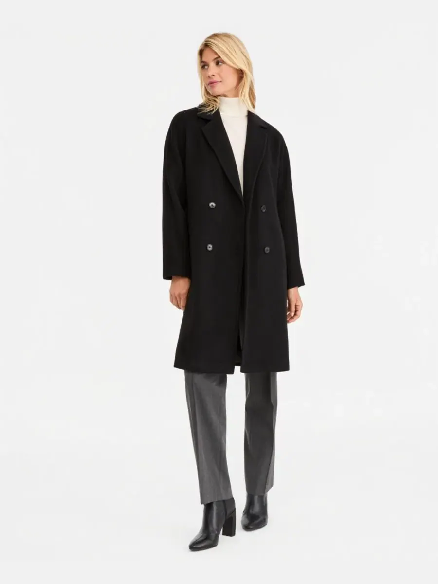 Пальто двойное с лацканами Calvin Klein — изображение 1 из 3, черный