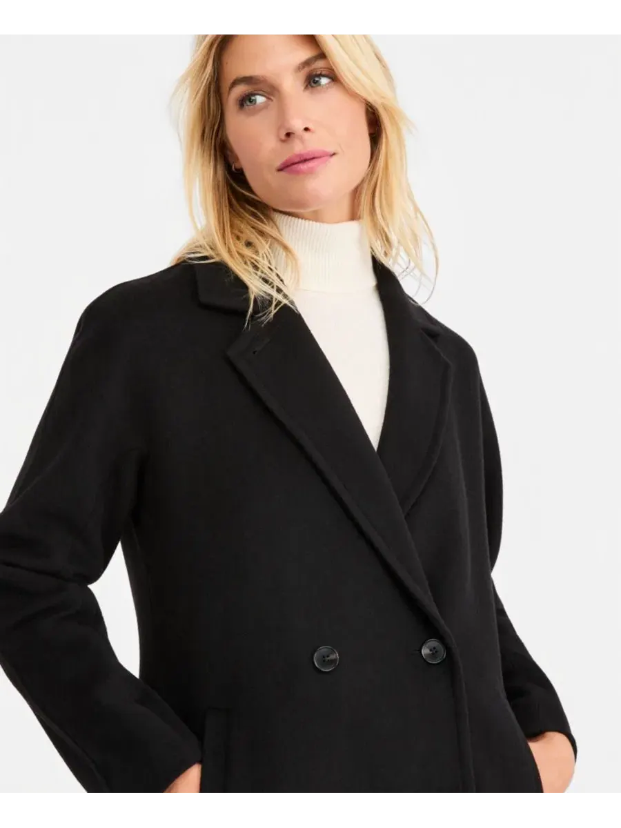Пальто двойное с лацканами Calvin Klein — изображение 2 из 3, черный