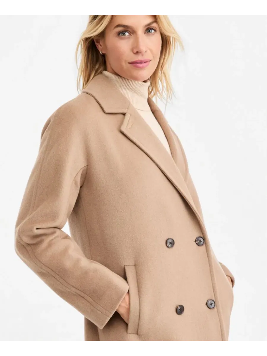 Пальто двойное с лацканами Calvin Klein — изображение 3 из 3, верблюжий