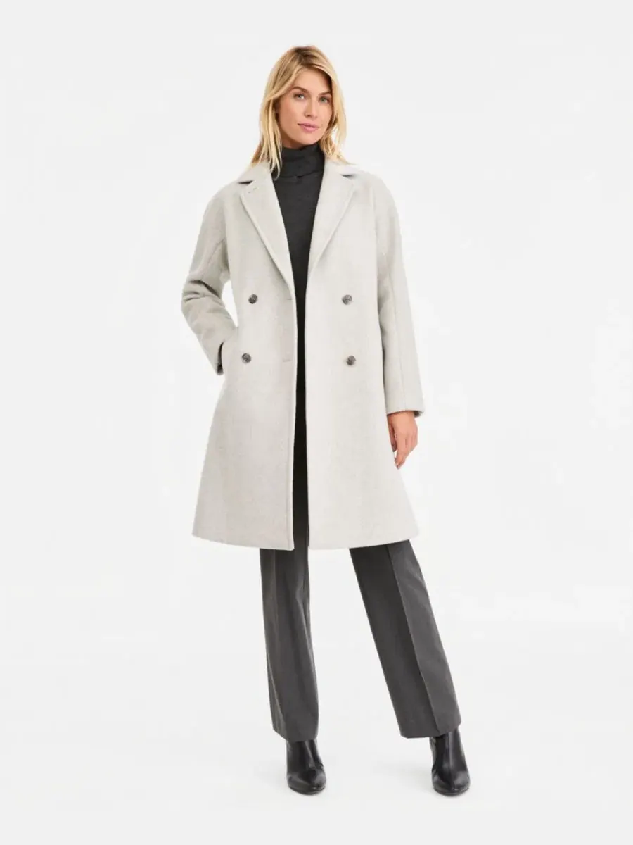 Пальто двубортное Calvin Klein — изображение 1 из 7, серый