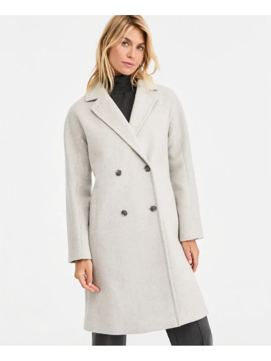 Пальто двубортное Calvin Klein — изображение 2 из 7, серый