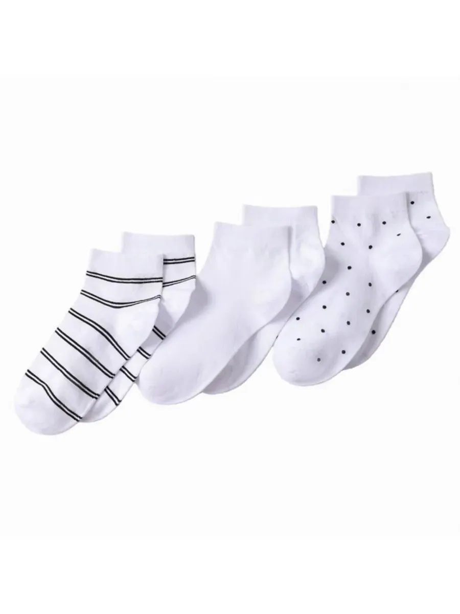 Комплект носков с рисунком, 3 пары, хлопковые, Women's 3-Pack Cotton Stripe and Dot Quarter Socks