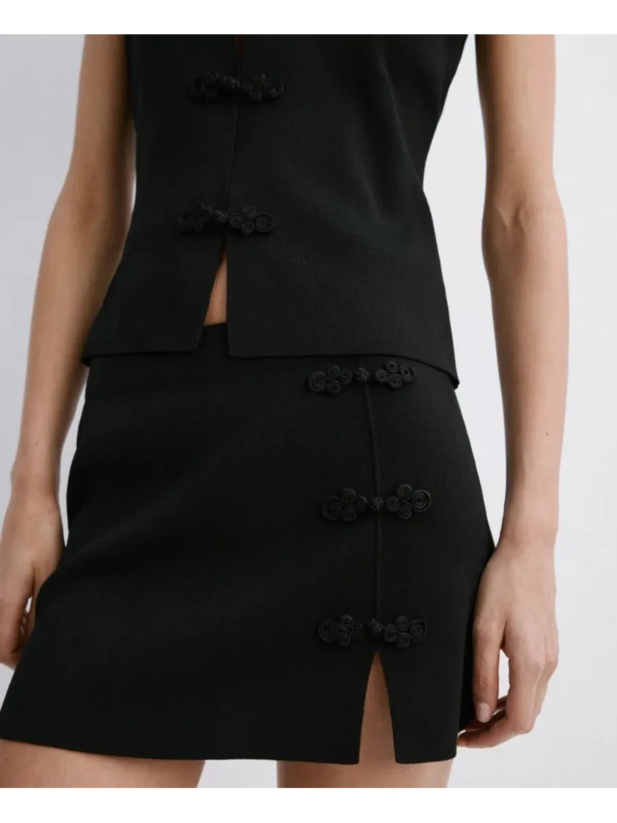 Юбка мини с разрезом сбоку Side Slit Short Skirt MANGO