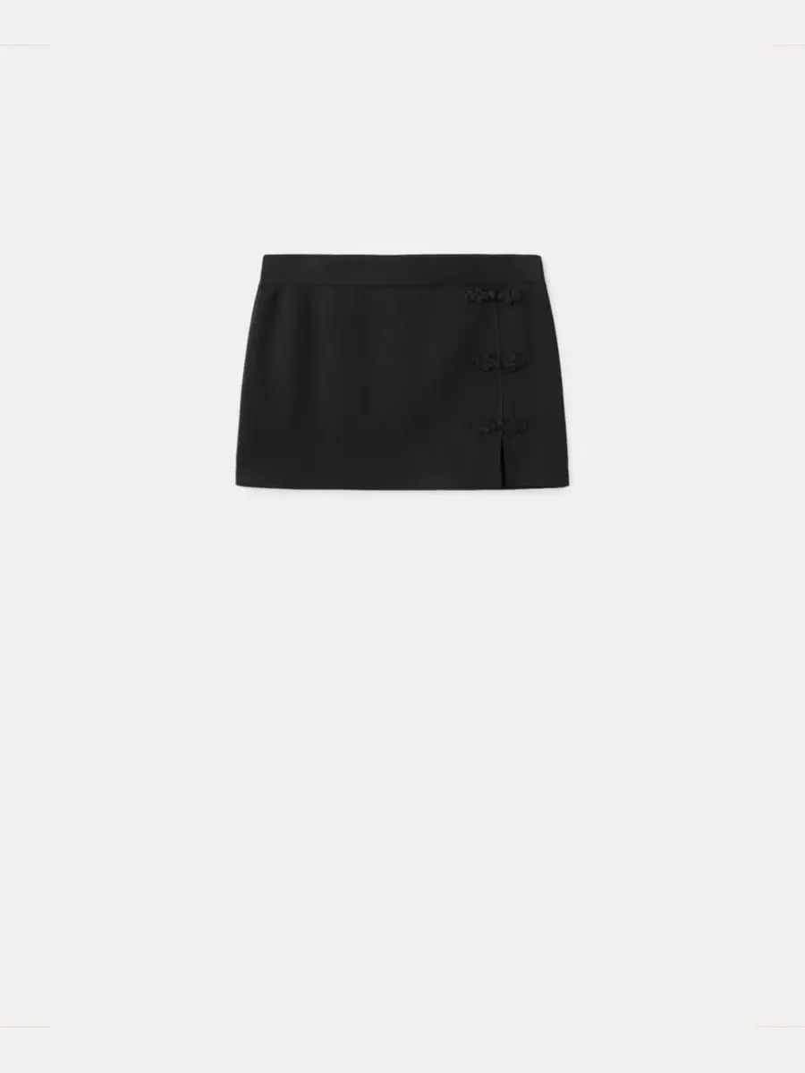 Юбка мини с разрезом сбоку Side Slit Short Skirt MANGO — изображение 6 из 6, черный