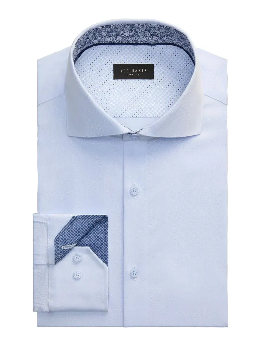 Мужская рубашка Slim Fit с воротником-стойкой Ted Baker London — изображение 3 из 4, зеленый