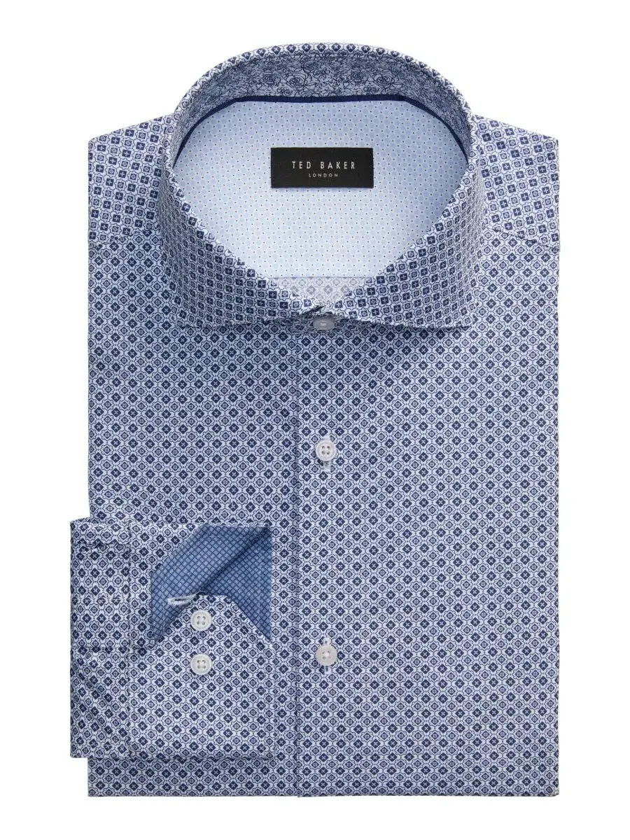 Мужская рубашка с воротником-стойкой и манжетами, из хлопка с эластаном, Slim Fit Ted Baker London — изображение 3 из 3