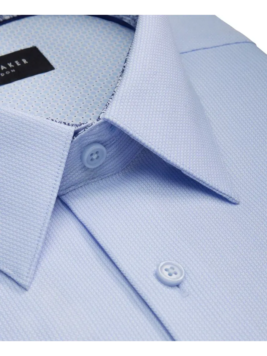 Мужская рубашка с длинным рукавом, слим-фит, из стрейч-хлопка Ted Baker London — изображение 5 из 5, классический синий
