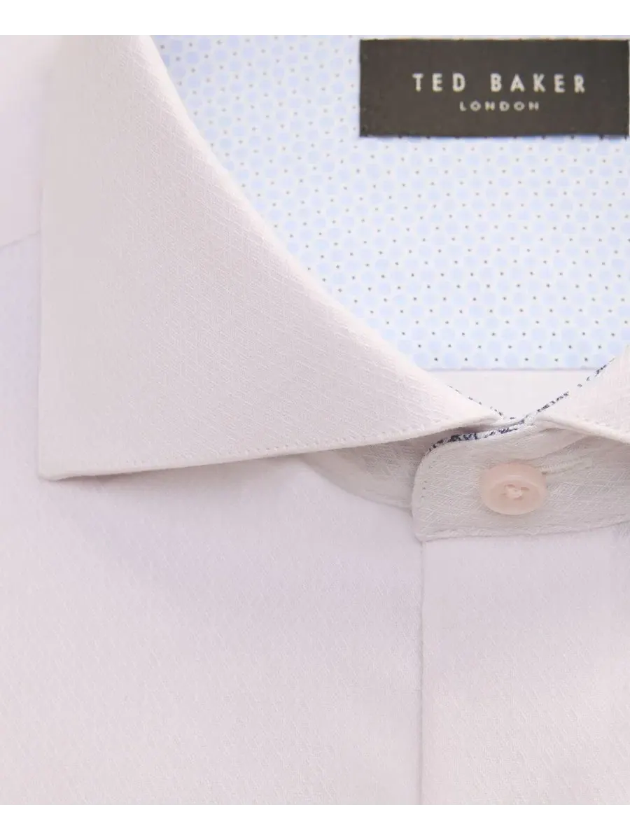 Мужская рубашка с длинным рукавом, с воротником на стойке Ted Baker London — изображение 4 из 4, светлый розовый