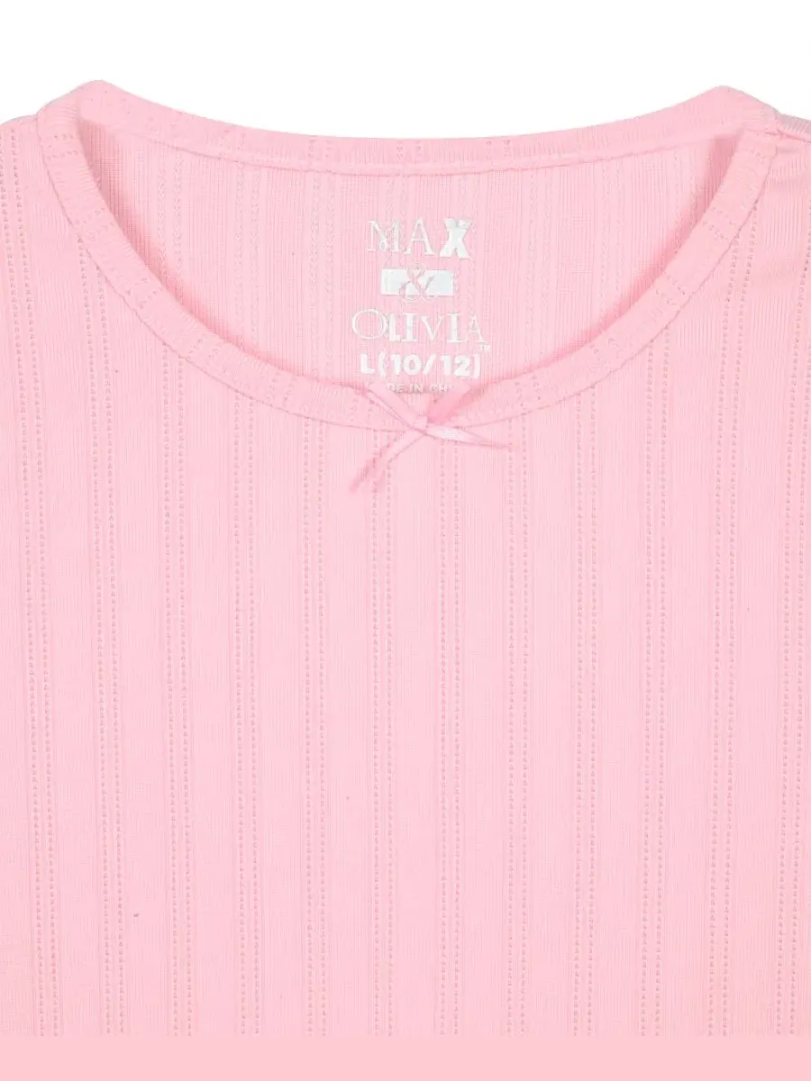Комплект пижамы с топом и брюками с принтом, модель Rib Top, Milky Print Pants and Matching — изображение 3 из 4, розовый