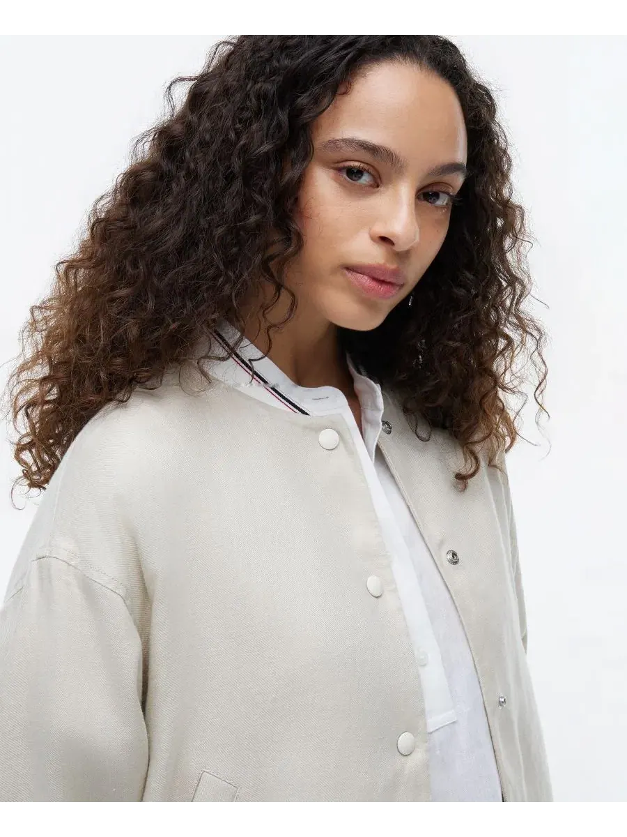 Женский бомбер из льна с длинным рукавом Tommy Hilfiger — изображение 3 из 4, классический бежевый