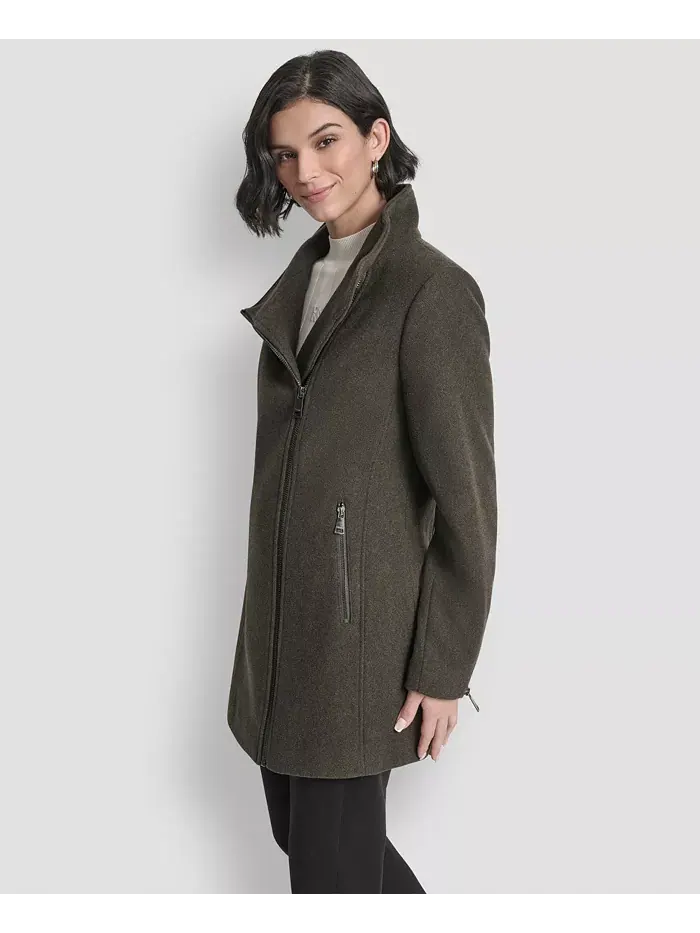 Женское асимметричное пальто на молнии DKNY — изображение 2 из 7, лоден