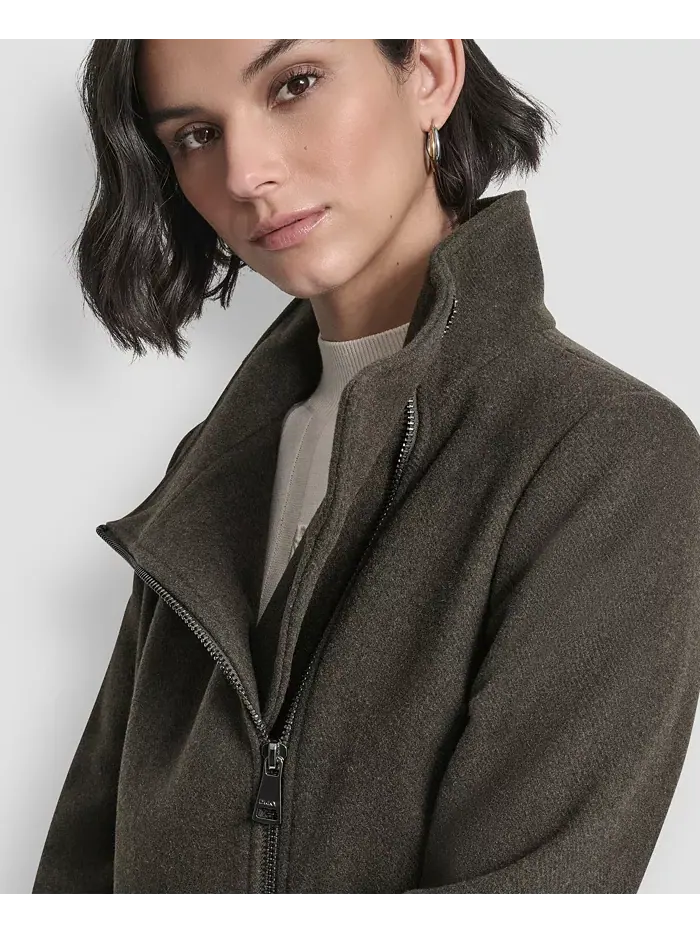 Женское асимметричное пальто на молнии DKNY — изображение 6 из 7, лоден