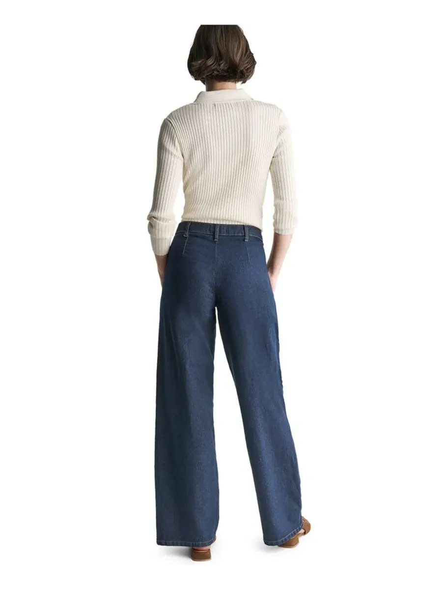 Джинсы женские свободного кроя с широкой штаниной Seamed Jeans BCBG — изображение 2 из 6, темно-синий