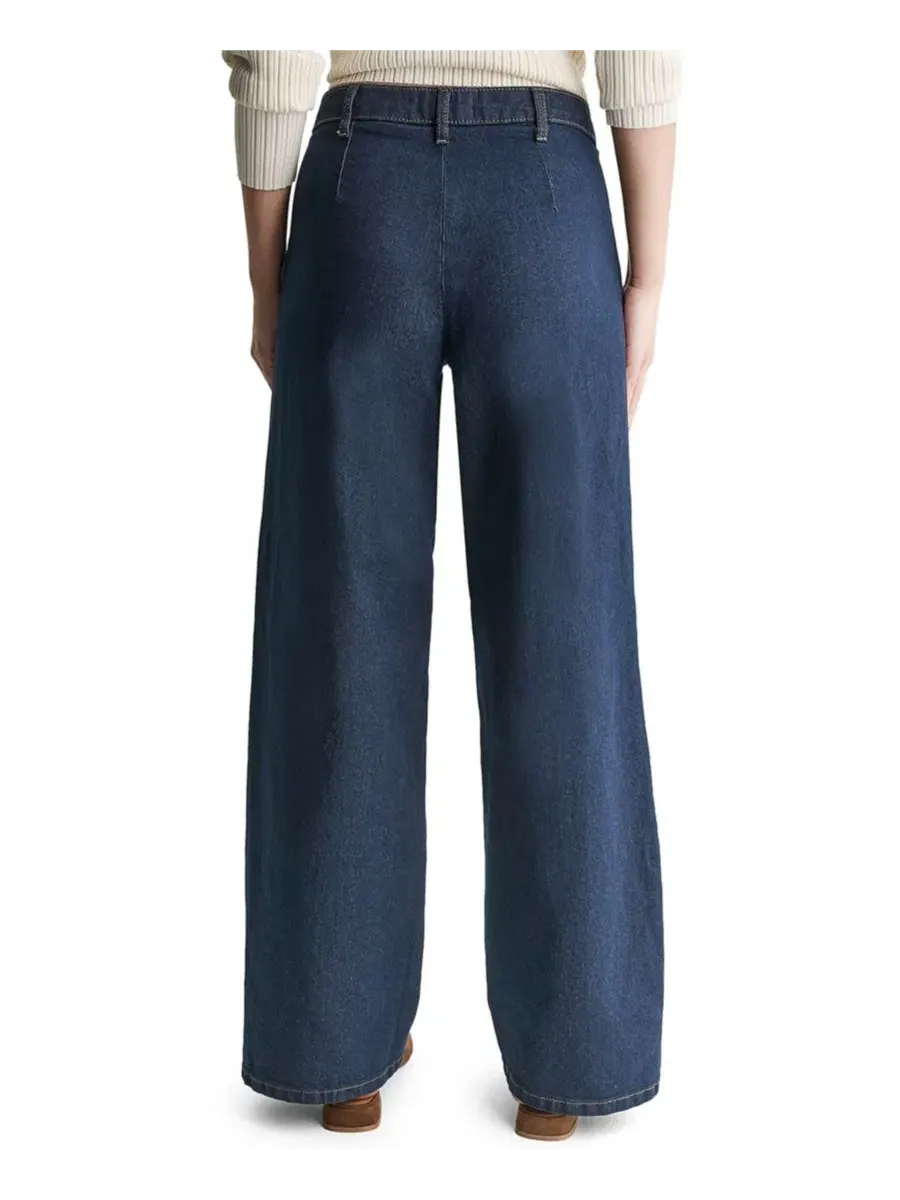 Джинсы женские свободного кроя с широкой штаниной Seamed Jeans BCBG — изображение 3 из 6, темно-синий