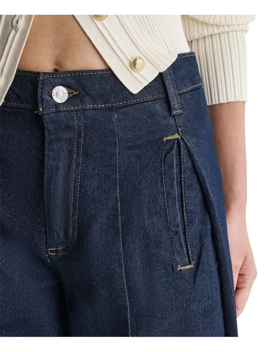 Джинсы женские свободного кроя с широкой штаниной Seamed Jeans BCBG — изображение 6 из 6, темно-синий