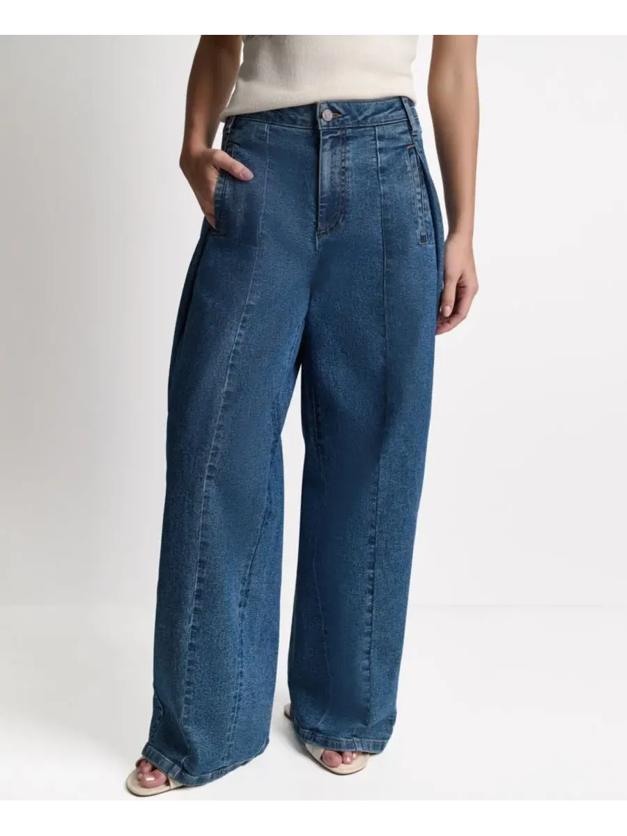 Джинсы свободного кроя с широкой штаниной Seamed Jeans BCBG