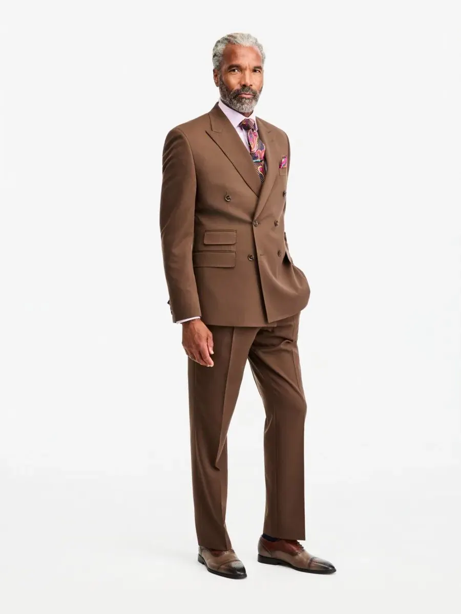 Костюм-двойка классического кроя Medium Brown Tayion Collection — изображение 2 из 4, коричневый