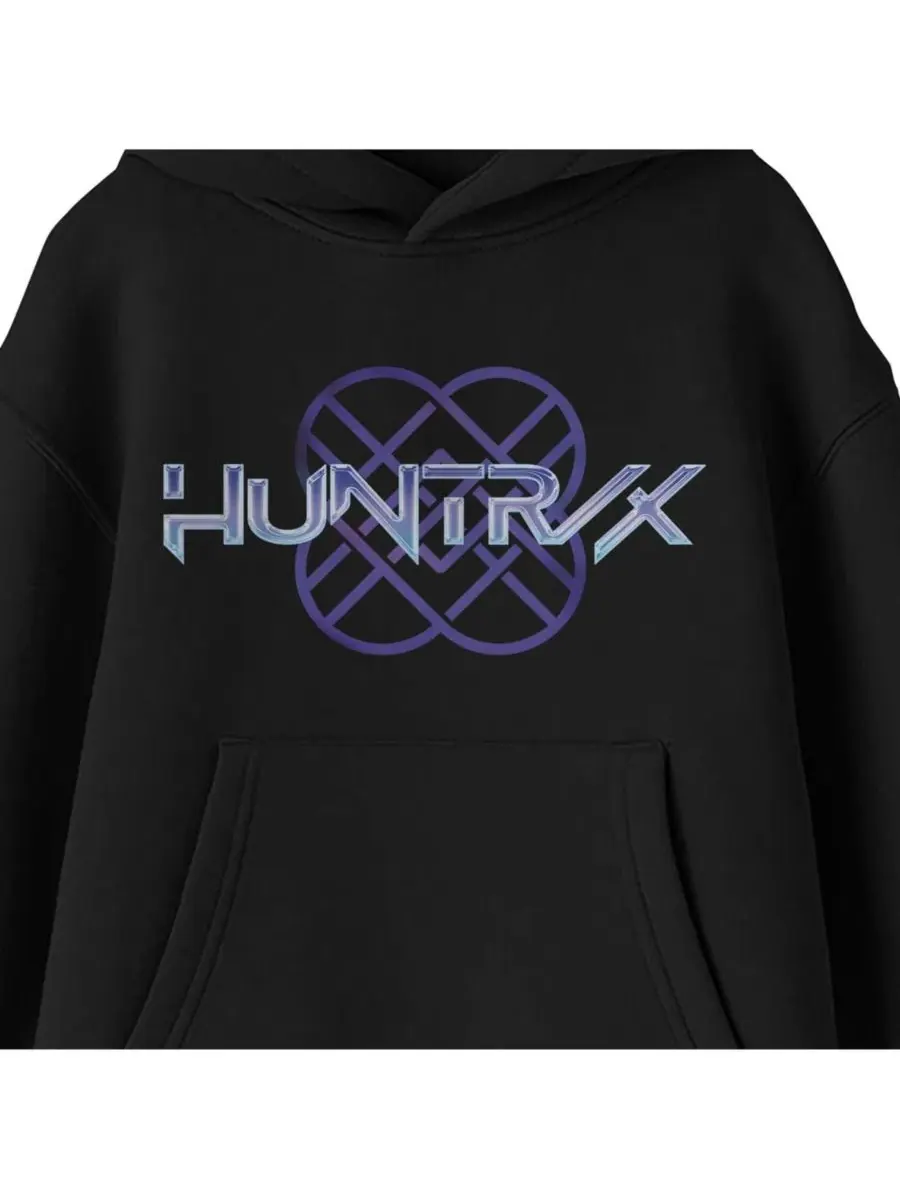 Худи с принтом HuntrX Logo Shiny Glow Kpop Demon Hunters — изображение 2 из 3, черный